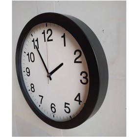 Resim Bahat Otel Salon Ofis Duvar Saati Camlı Siyah Metal Çerçeve 36 Cm 