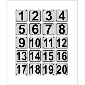 Resim Metal Kapı,masa,dolap Numarası 20cmx20cm 20 Adet 1 20 Gümüş Renk Metal 