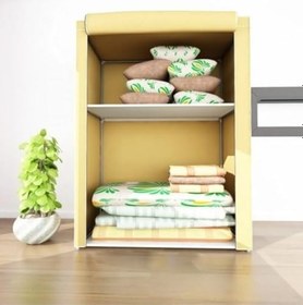 Resim Dzgn Home Çelik Metal Borulu Yorgan Hurcu Bez Dolap Bez Yüklük Portatif Saklama Dolabı Gardırop-Bej 