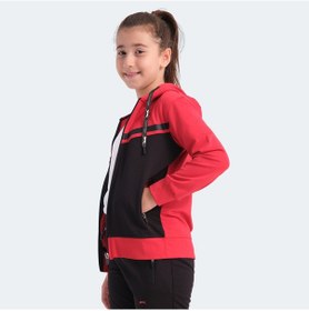 Resim Slazenger NOON Çocuk Fermuarlı Kapüşonlu Cepli Siyah / Kırmızı Eşofman Takımı 