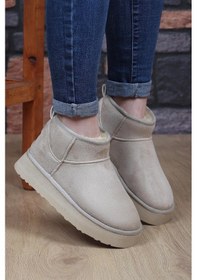 Resim Pierre Cardin 52709 Süet İçi Kürklü Kalın Taban Mini Boy Bilekte Kısa Kadın Bot Bej 