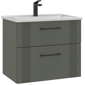 Resim Orka Bari 65 Cm Mat Yeşil Banyo Dolabı Alt Modül Lavabo Mat Yeşil 