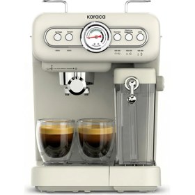 Resim Karaca Vintage Craft Süt Hazneli Espresso, Latte ve Capuccino Makinesi Cream 