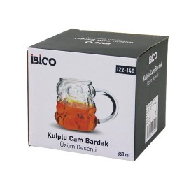 Resim Üzüm - Kabarcıklı Kulplu Cam Bardak Termisil - Isıya Dayanıklı Borosilikat 350ml 4741 Ahşap - Beyaz 