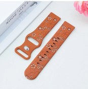 Resim Sunshine022 22mm Kahve+sütlü Çay İki Renkli Bauhinia Gravürlü Spor Saat Kayışı Kelebek Tokalı 