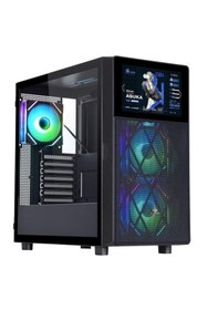 Resim Powerboost PB-P4367BB 3 RGB Fanlı LCD Ekranlı Mid-Tower Oyuncu Bilgisayar Kasası 