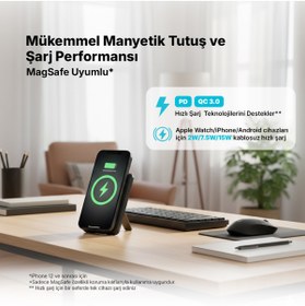 Resim Ttec ReCharger M 5.000mAh MagSafe Uyumlu PD 20W Lightning ve USB-C Dahili Kablolu Stantlı 2BB236S 