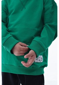 Resim Erkek Çocuk Yeşil Sweatshirt Rahat Kesim, Yumuşak Kumaş, Günlük Spor Şık Üst Modeli Yeşil 