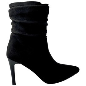 Resim Hobby 26713 Suni Süet Baskılı Deri Kadın Topuklu Bot Siyah 