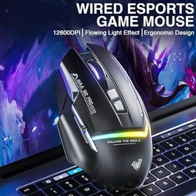 Resim Aula S12 Pro 12800 DPI 8 Tuşlu Makrolu Kablolu Optik Gaming Oyuncu Mouse Siyah 
