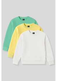 Resim Oversize 3lü Paket Sarı-ekru-su Yeşili Kız Çocuk Sweatshirt - 75150 Sarı 