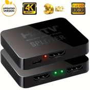 Resim 4K HDTV 2.0 Dağıtıcı: HDTV, DVD, PS3, Xbox için Çift Ekranlı Video Anahtarı - 1 Giriş, 2 Çıkış - USB Güçlü - Bileşen Bağlantıları 