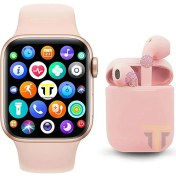 Resim Pembe Akıllı Saat ve Bluetooth Kulaklık, Telefon Uyumu, Yeni Versiyon 