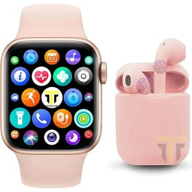 Resim Pembe Akıllı Saat ve Bluetooth Kulaklık, Telefon Uyumu, Yeni Versiyon 