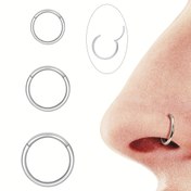 Resim 3 adet 16G Paslanmaz Çelik Burun Halkası - Erkekler ve Kadınlar için Menteşeli, Kesintisiz Halka, Vücut Piercing Takısı, 8/10/12mm, Günlük Küpeler | Menteşeli Burun Halkası | Dayanıklı Piercing, Burun Piercing Takısı 