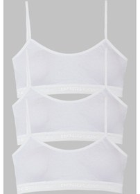 Resim Genç Kız 3'lü Ip Askı Düz Ilk Sütyen Büstiyer Beyaz 10 