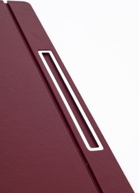 Resim Deri Kapaklı Masa Sümeni Bordo Krom Detaylı 50x35cm 