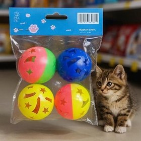 Resim 4'lü Çıngıraklı Top Kedi Oyuncağı 
