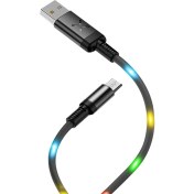 Resim Lenovo K5 Note Şarj Kablosu Işıklı Micro USB Dc-09 