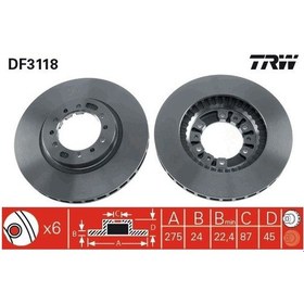 Resim Ön Fren Diski 276Mm Takım Mıtsubıshı L200 4Wd 2006-2010 Trw 