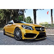 Resim Mercedes W205 C180 2 Parça Ön Lip Parlak Siyah Plastik Ön Ek Karlık 