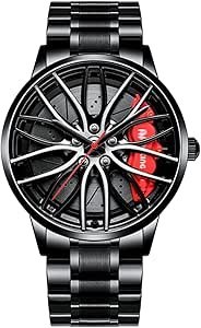 Mumall Erkekler Için Araba Saatleri, Su Geçirmez Paslanmaz Çelik Japon Kuvars Bilek Izle Spor Araba Jant Hub Tasarımlı Erkek Saatleri (Yurt Dışından)