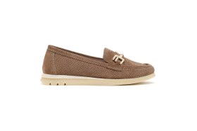 Resim Derimod Kadın Vizon Bağcıklı Tokalı Süet Deri Comfort Loafer 26PFD150310 