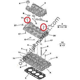 Resim Citroen Cactus (2018-2020) 1.5 BlueHdi Silindir Kapağı Pullu / Flanşlı Civatası (Orijinal) 