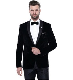 Resim Düz Siyah Velvet Ceket Wessi Siyah 
