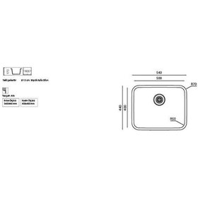 Resim Ukinox D 500 Dekorlu Taşmasız Tezgah Altı Mutfak Eviyesi 