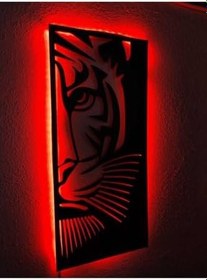 Resim Kırmızı Kaplan Led Işıklı Tablo 55x25 cm, kaplannew 