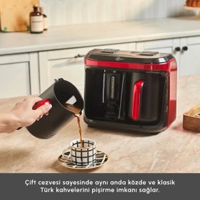 Resim Karaca 2 Li Türk Kahvesi Makinesi 10 Fincan Kapasiteli Közde Kahve Özelliği (Kesme Tahtası Hediyeli) 