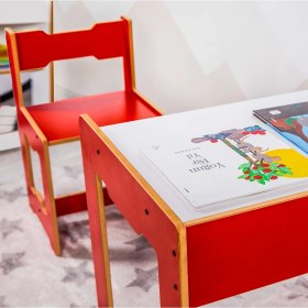 Resim Minera 4-6 Yaş Martı Model Ahşap Montessori Aktivite Çalışma Masa Ve Sandalye Seti (1 Masa + 1 Sandalye) / Kırmızı 