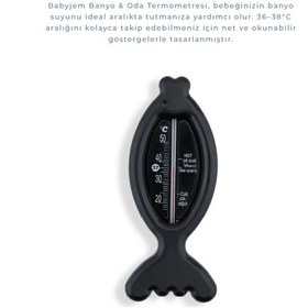 Resim Babyjem Cıvasız Balık Banyo Oda Termometresi Siyah 