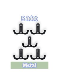 Resim Noktalı Portmanto Vestiyer Duvar Dolap Elbise Askısı Siyah Metal Mobilya Kapı Askılığı Askılık 5 Adet Siyah 