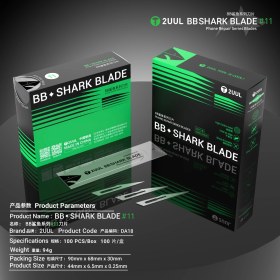 Resim 2uul DA18 Bb Shark Blade Serisi Yüksek Karbonlu Çelik No.11 Bıçak - 100 Adet 