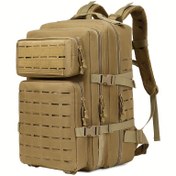 Resim Erkekler için Spor Sırt Çantası, Kadınlar için Büyük Açık Hava Paketi 3 Gün Böcek Dışarı Çanta, Molle Gündüz Kampçılığı Dağcılık Sırt Çantaları Siyah Sırt Çantası Hayatta Kalma (45L) 