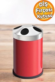 Resim Badem10 Set Üstü Diş Fırçalık Banyo Metal Diş Fırçası Kabı Kutusu Kırmızı 
