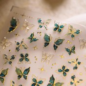 Resim Tek Parça Parlak 5D Kabartma Jel Kelebek Çivi Sticker, Kârtön Temalı - Kendinden Yapışkan Reçine Çivi Sanat Dekalleri ile Kristal Süslemeleri, Tek Kullanımlık - Dikdörtgen Şekli Plastik Yüzeyler için 