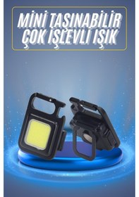 Resim Kamp Çadır Lambası Şarjlı El Feneri Işıldak Anahtarlık Mini Mıknatıslı Renkli 
