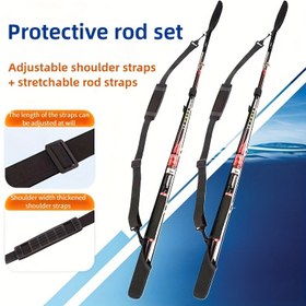 Resim 1 adet/2 adet Balıkçılık Çubuğu Saklama Çantası - 175.26 cm Uzatılabilir Çubuk Tutucu Ayarlanabilir Kayış ile, Dayanıklı Siyah Balıkçılık Çubuğu Organizatörü Açık Hava, Kamp ve Balıkçılık Ekipman Aksesuarları için, Balıkçılık Çantası, Sağlam Yapı 