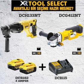 Resim Dewalt DCG412NT ( 125MM )+DCH133NT ( 2.6 J )+2x4 Ah Akü+ 1 Adet Dolum Cihazı 