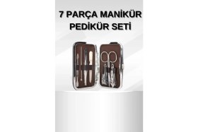 Resim MiraLive Manikür Pedikür Seti 7 Parça Tırnak Makası Kaş Makası Cımbız Çantalı 