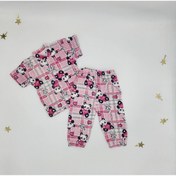 Resim By Cwhr %100 Pamuk Penye Kısa Kollu Ayıcık Desenli Kız Bebek Pijama Takımı, Çocuk Yazlık Pijama Takımı 