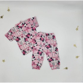 Resim By Cwhr %100 Pamuk Penye Kısa Kollu Ayıcık Desenli Kız Bebek Pijama Takımı, Çocuk Yazlık Pijama Takımı 