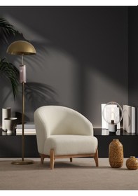 Resim Berina Tekli Koltuk & Berjer - Beyaz Bukle Kumaş 