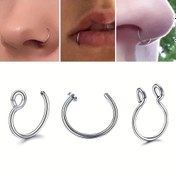 Resim 1 Set 3 Paslanmaz Çelik Sahte Burun Halkaları, Septum C-Klipleri, Unisex İçin Deliksiz Vücut Takısı 