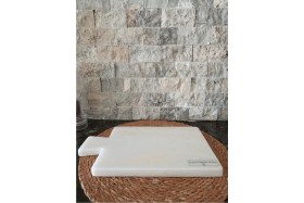 Resim Feyza Design Beyaz Mermer Kesme ve Sunum Tablası, Şık ve Dayanıklı Tasarım 