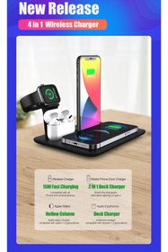 Resim TeknoExpress 4in1 15w Hızlı Kablosuz Şarj Standı Iphone watch Uyumlu Wireless Şarj Standı 