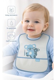 Resim Babyjem Poli Muşamba Mama Önlüğü Küçük Mavi 